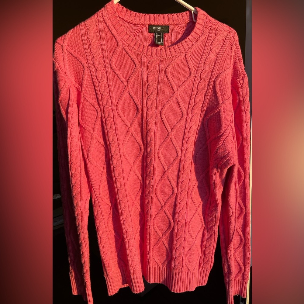 Forever 21 Pink Knit Crewneck Sweater
